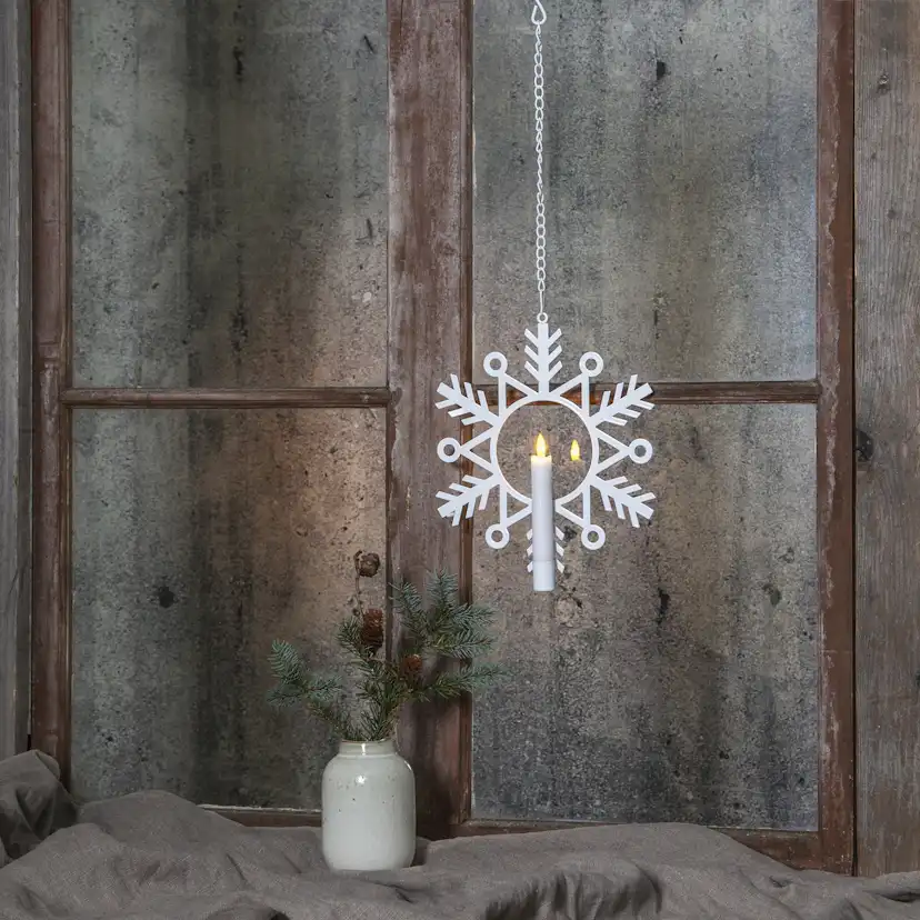 Inomhusdekoration Star Trading Hanging Snowflake med Flamme