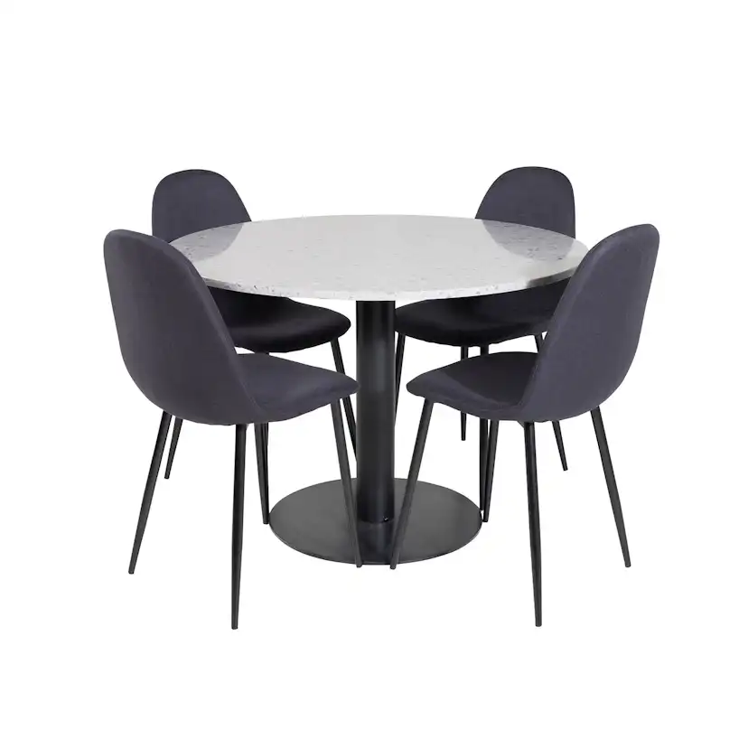Razzia Table - Grey / Black+Polar Chair - Black Fabric_4 Grå/Svart