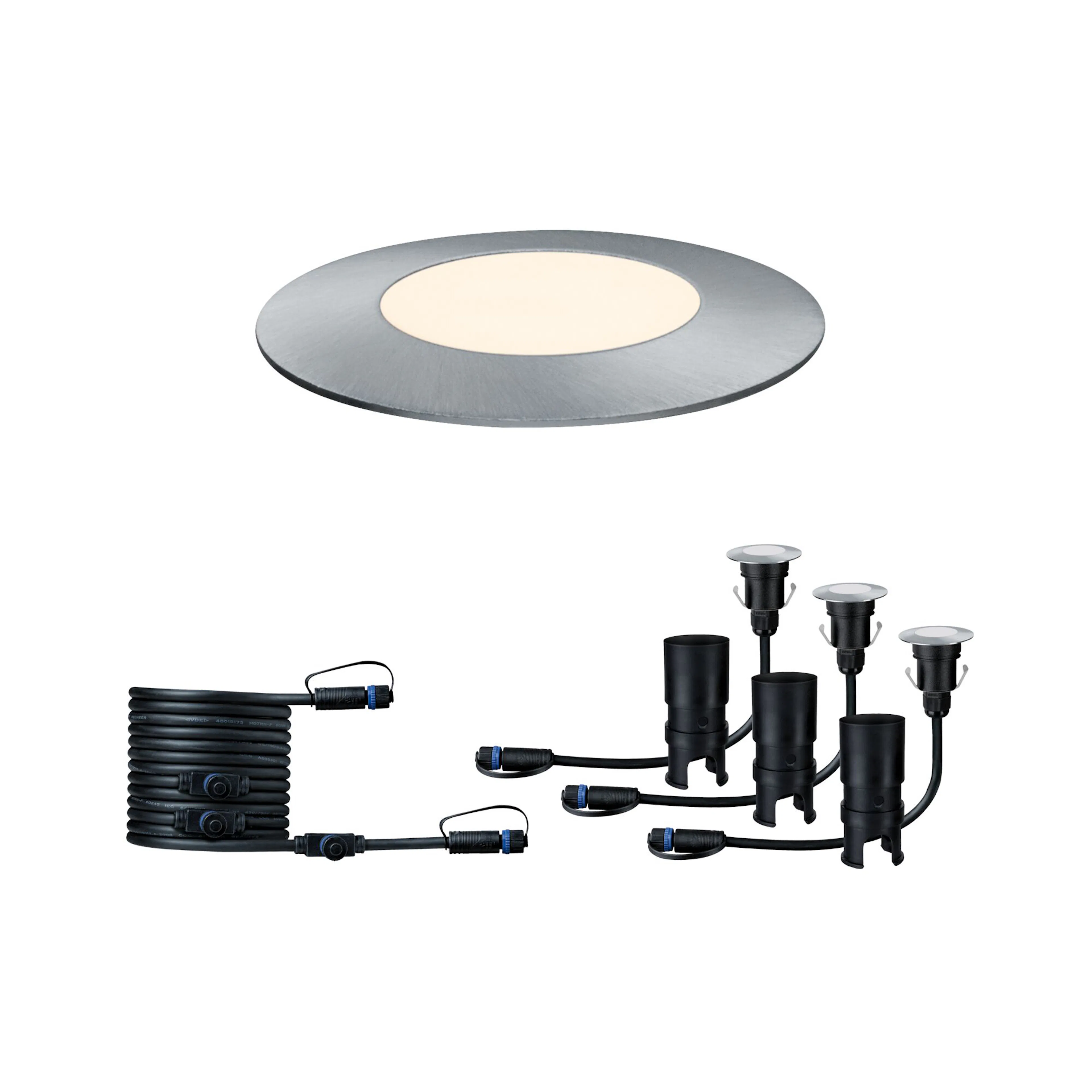 LED Infälld Markbelysning Paulmann Plug & Shine Floor Mini Spot IP67 24V Förlängningsset 3-pack med Kabel