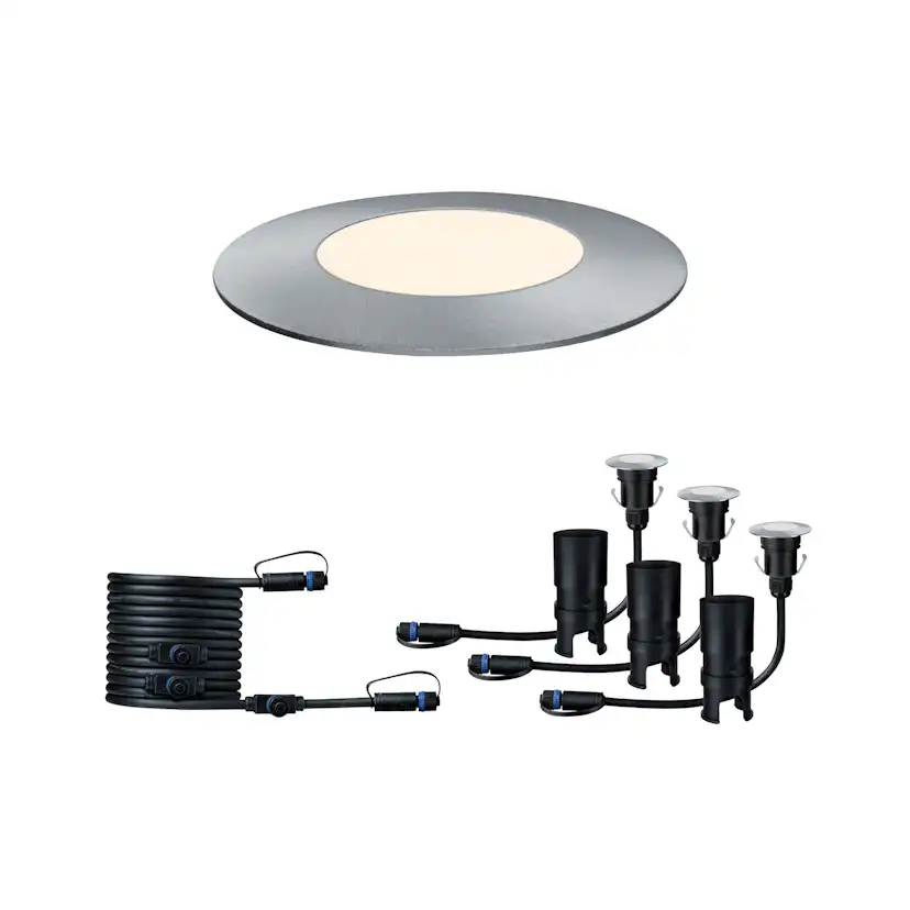 LED Infälld Markbelysning Paulmann Plug & Shine Floor Mini Spot IP67 24V Förlängningsset 3-pack med Kabel