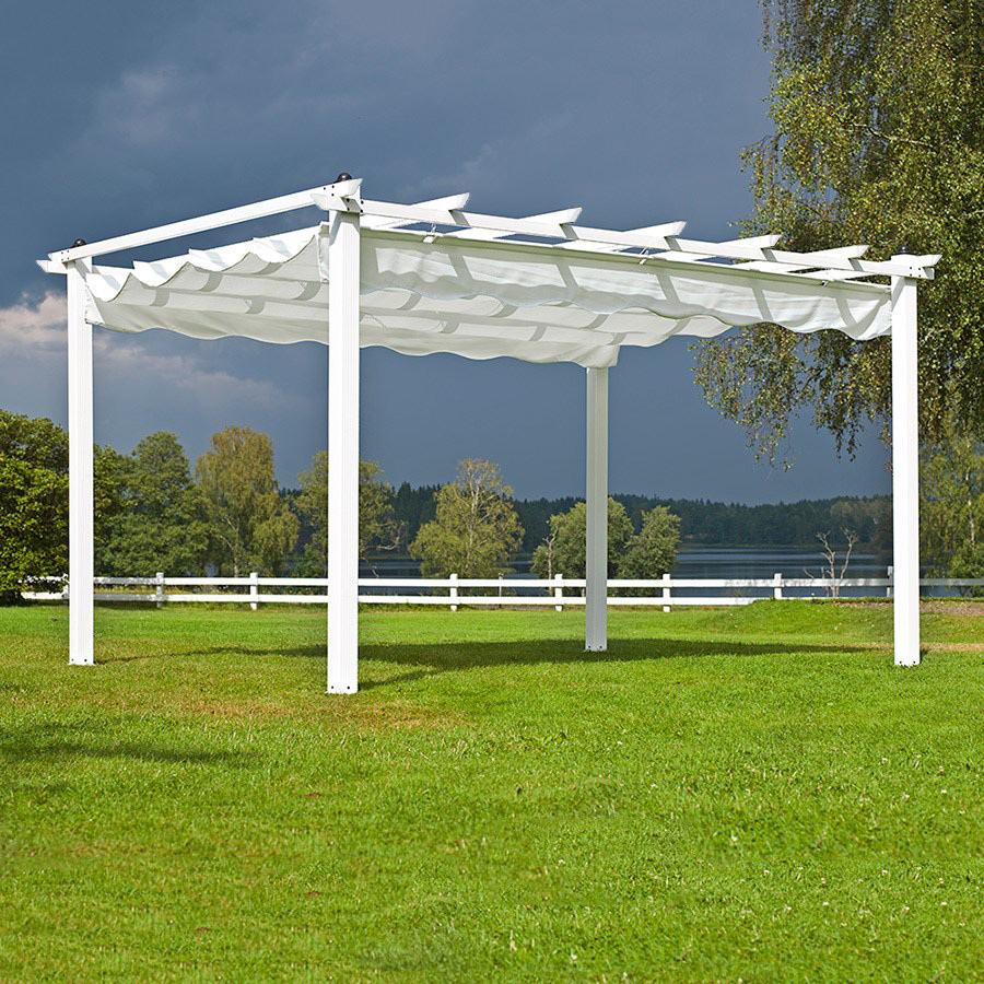 Pergola Hillerstorp Skanör 3x4m Vitt Solskydd