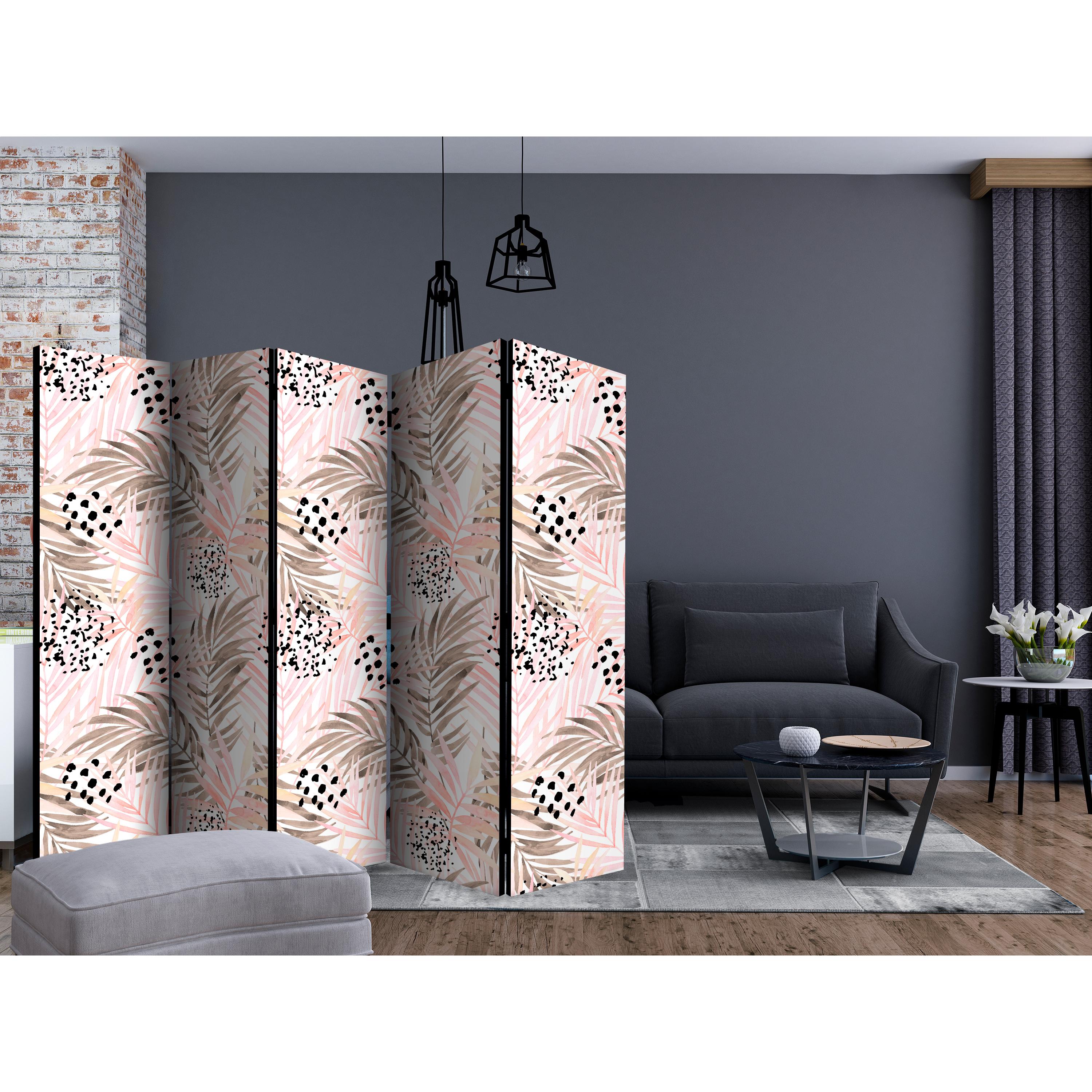 Rumsavdelare Arkiio Pink Palm Leaves II 225x172 cm