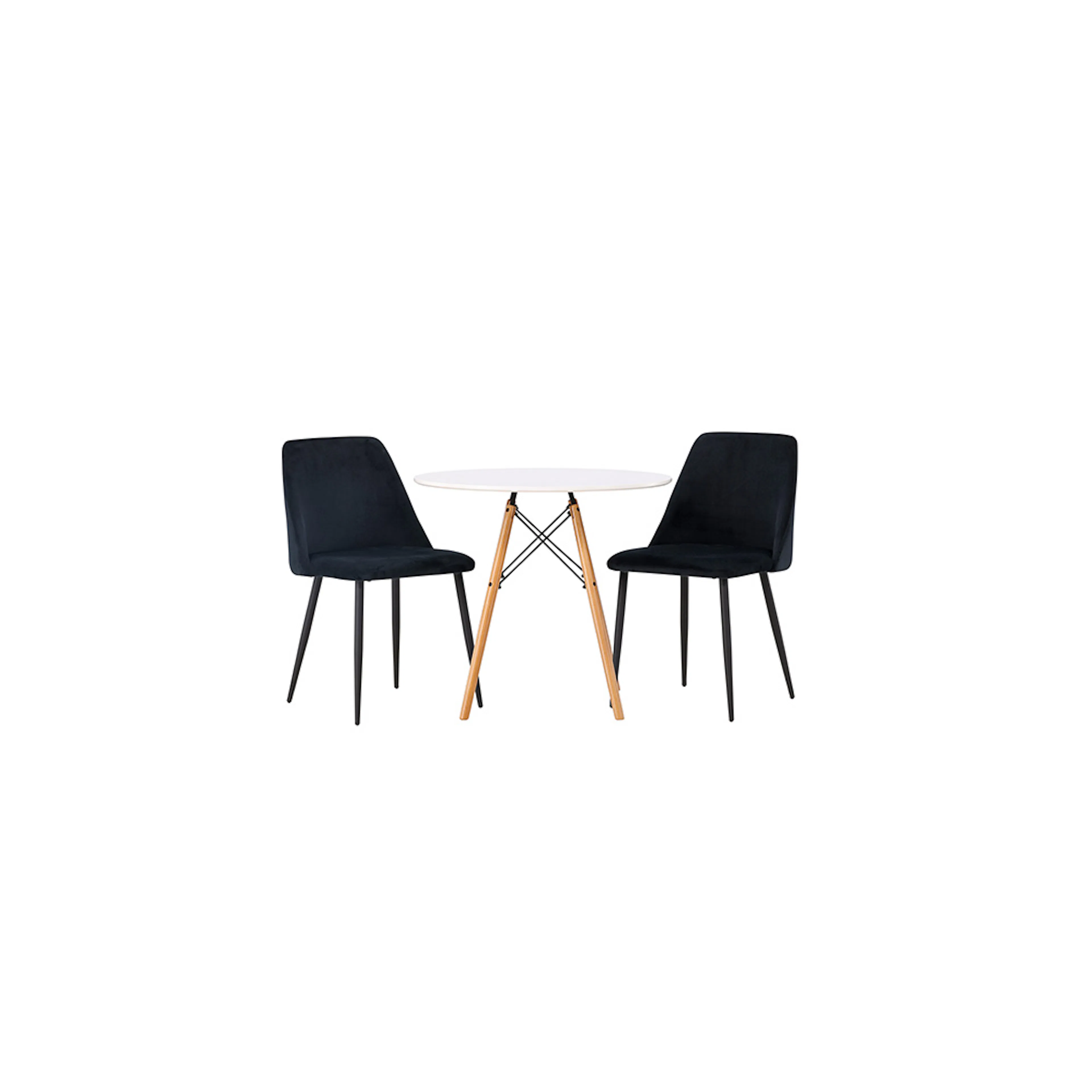 Matgrupp Venture Home Danburi Ø60 cm med 2 st Night stolar Svart