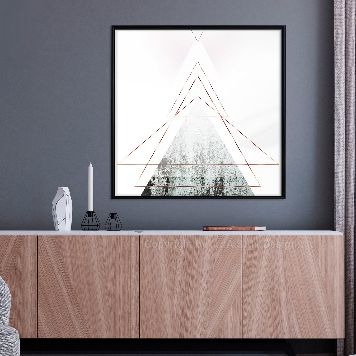 Affisch - Geometric Abstraction (Square) [Poster] 30x30 Svart ram, 30x30 cm
