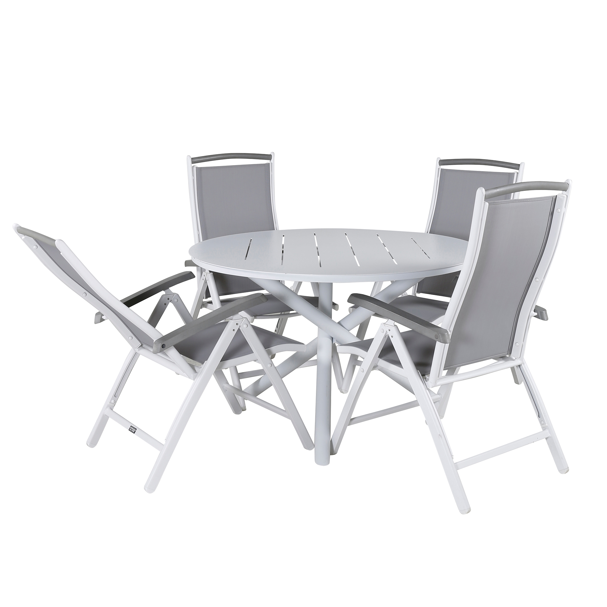 Alma Dining Table - White Alu - ø120cm+Albany 5:pos Chair - Vit