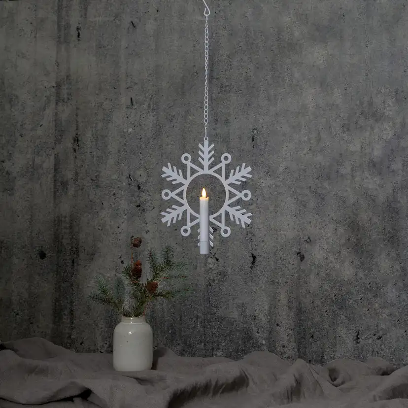 Inomhusdekoration Star Trading Hanging Snowflake med Flamme