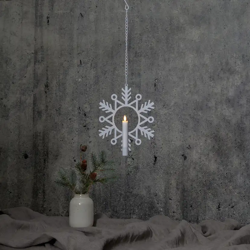 Inomhusdekoration Star Trading Hanging Snowflake med Flamme