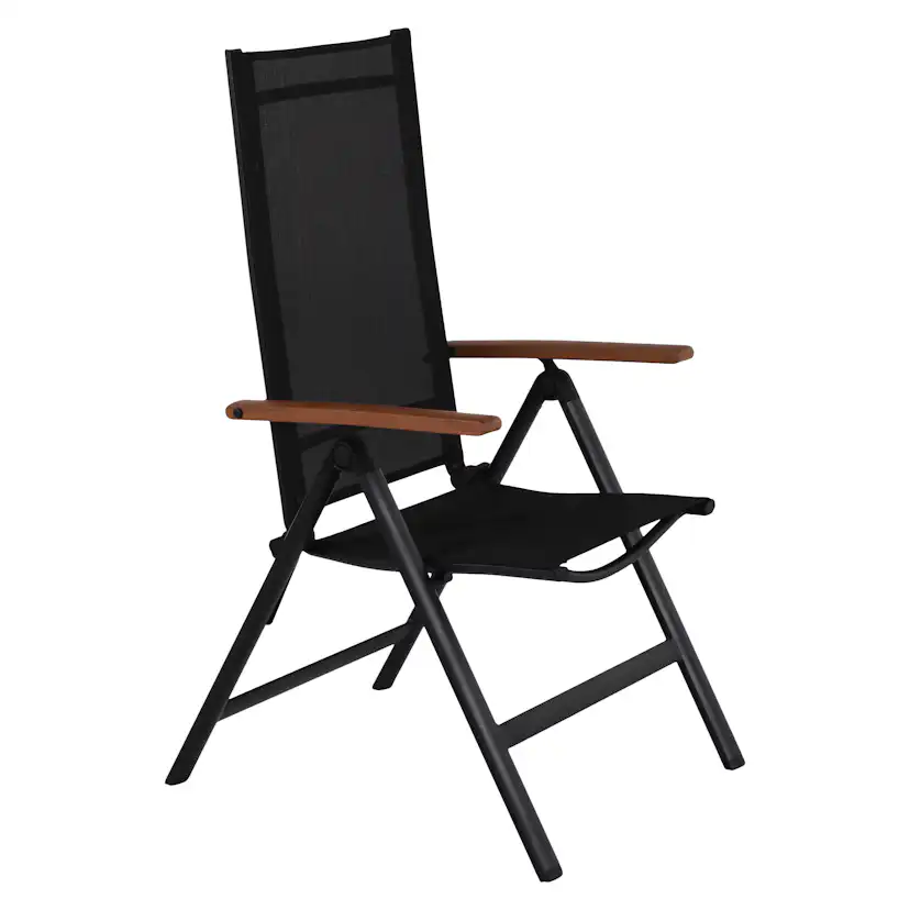 Positionsstol Outfit Svart/Teak Utomhus