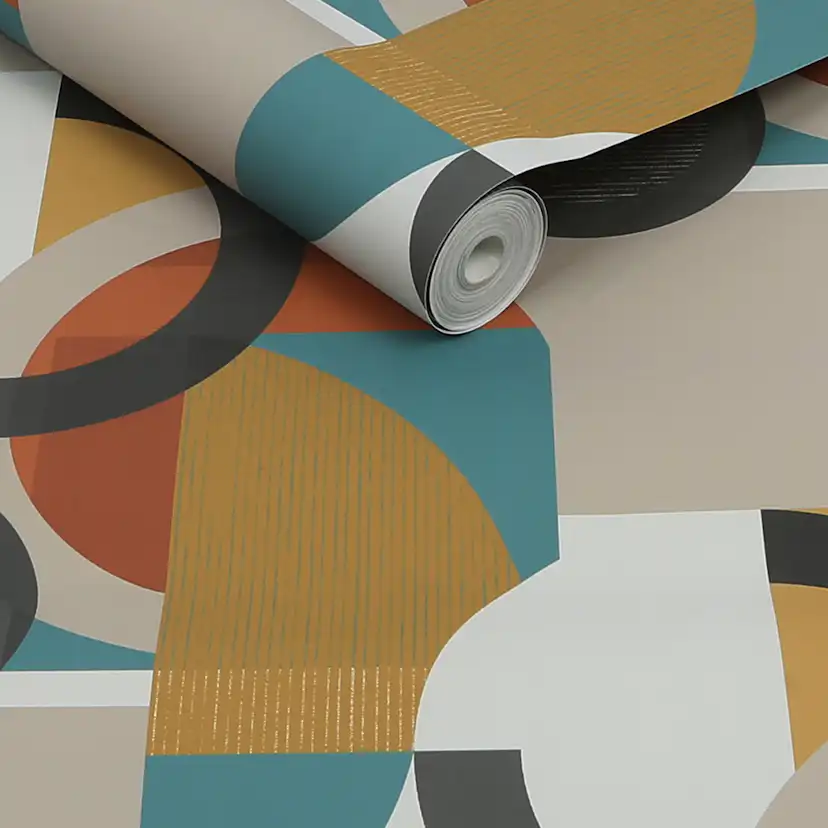 Tapet NEXT Retro Shapes Geo Orange