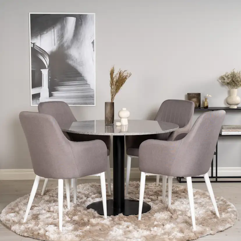 Matgrupp Venture Home Roxanna Grå Bord med 4 Corina Stolar