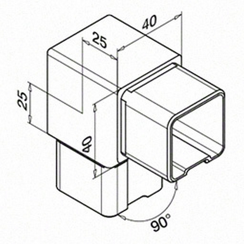 Koppling Herrljunga Ledstångsfabrik 90° Inomhus
