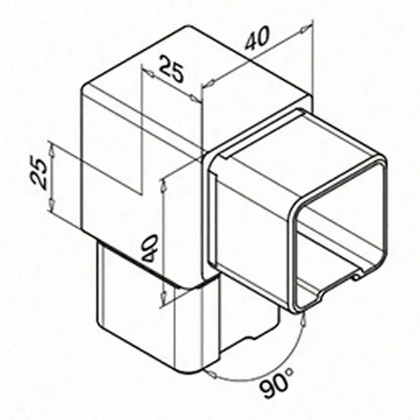 Koppling Herrljunga Ledstångsfabrik 90° Inomhus