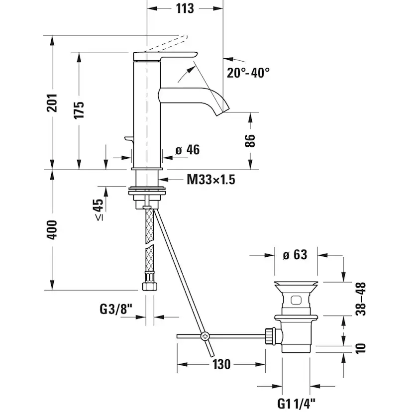 Tvättställsblandare Duravit C.1 Medium Höjd: 175 mm