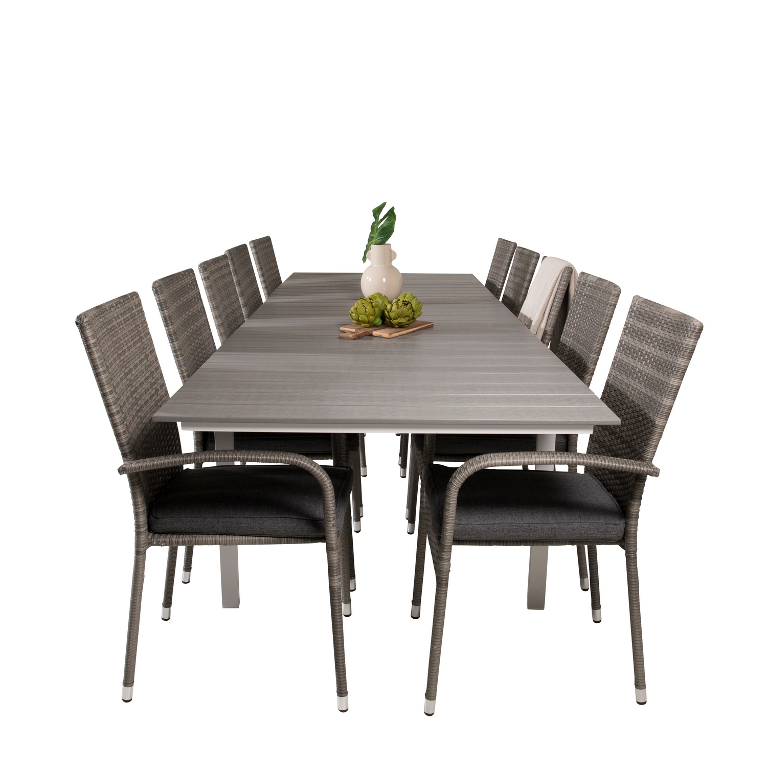 Levels Dining Table 224/324*100 - White Alu / Grey Aintwood Vit/Grå