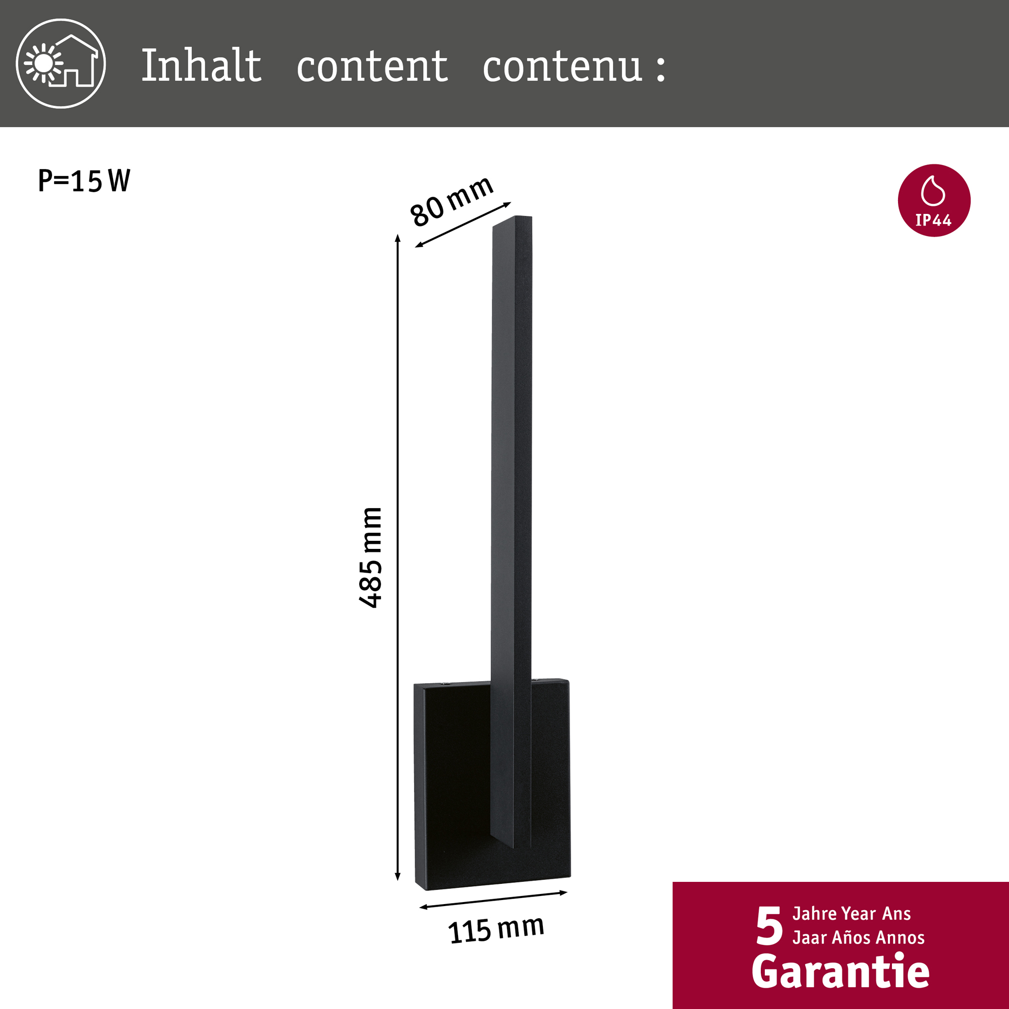 Fasadbelysning LED Paulmann Levka IP44 230V