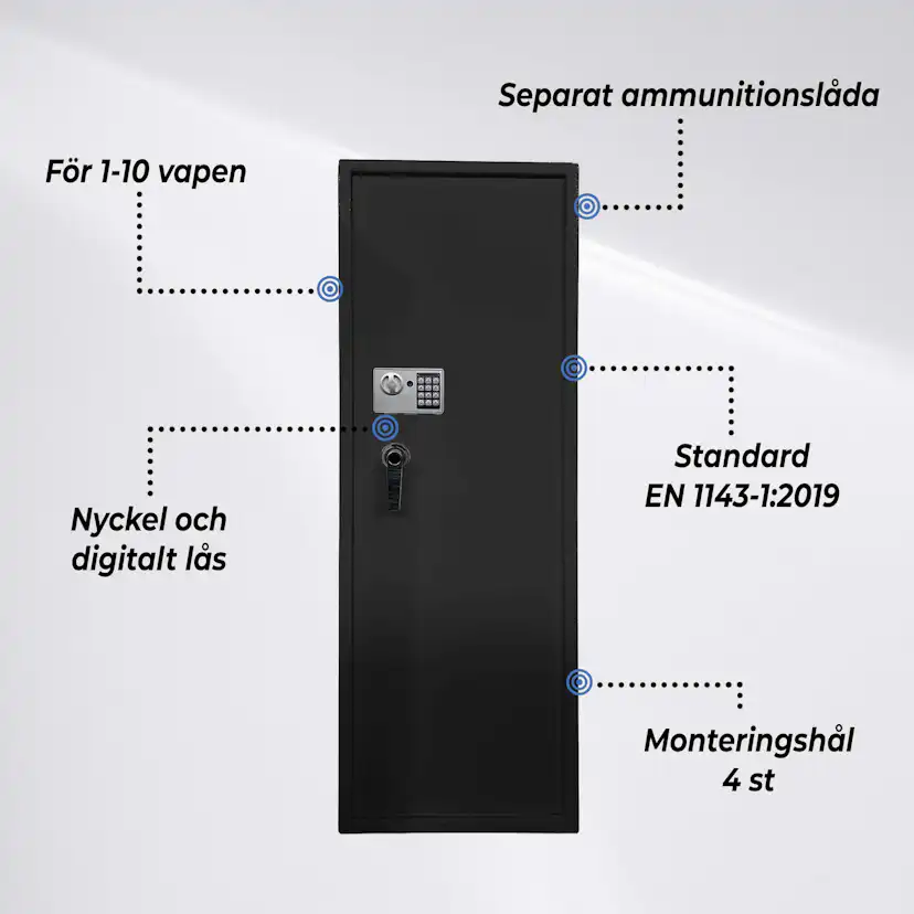 Vapenskåp Trekker AS1000 V2 för 10 Vapen med Digitalt Lås