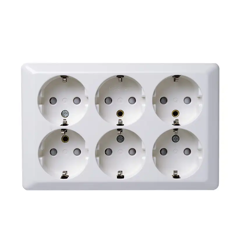 Vägguttag Elko 6-vägs RS Renvit