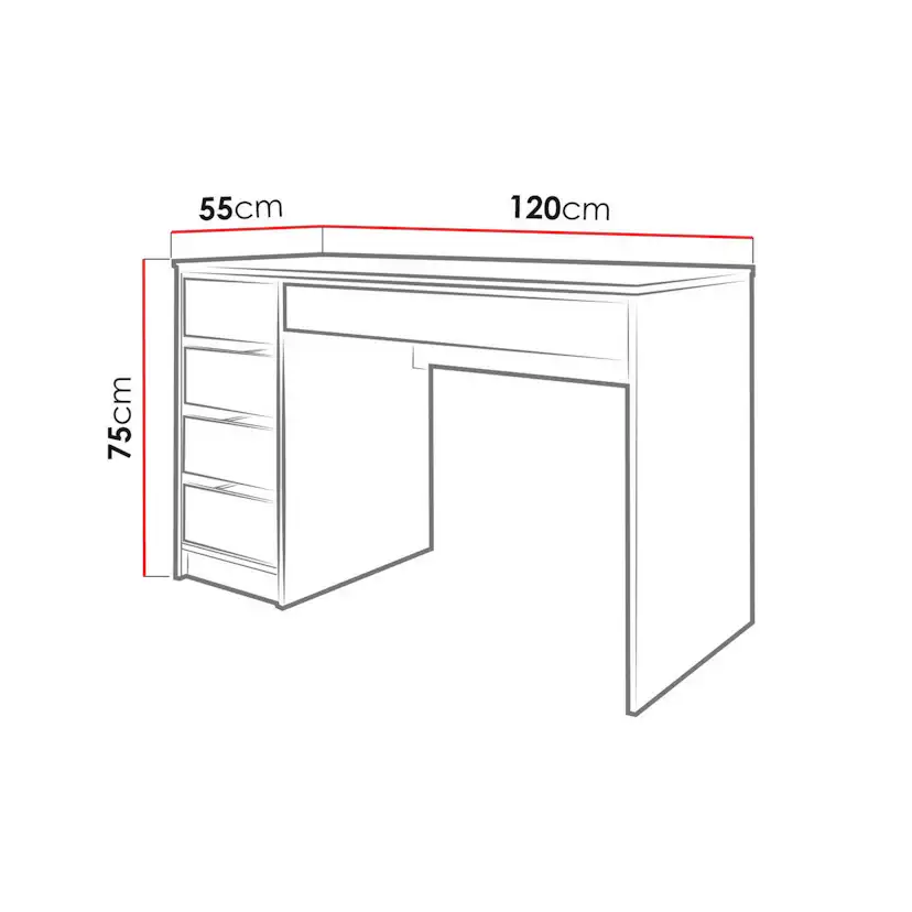 Skrivbord Scandinavian Choice Harland 120cm med 5 Förvaringslådor