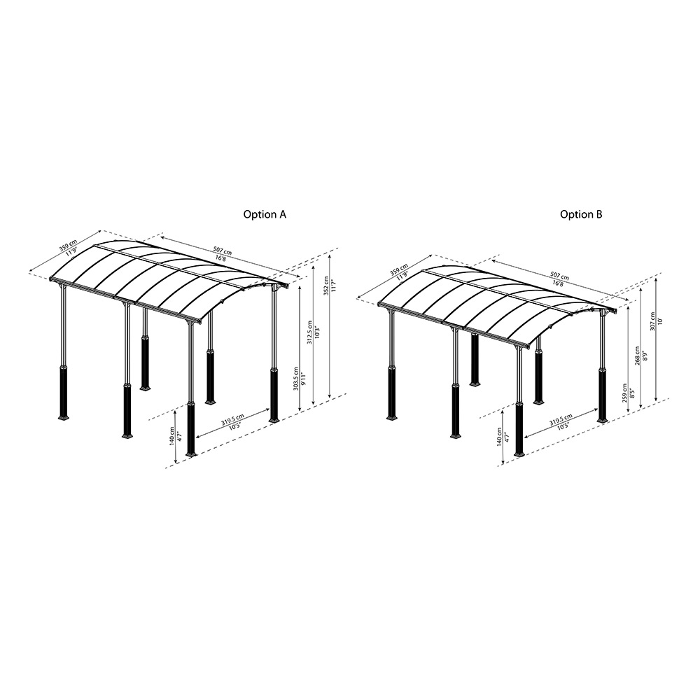 Carport Canopia by Palram Alpine I Metall För Husbil 3,6x5 m