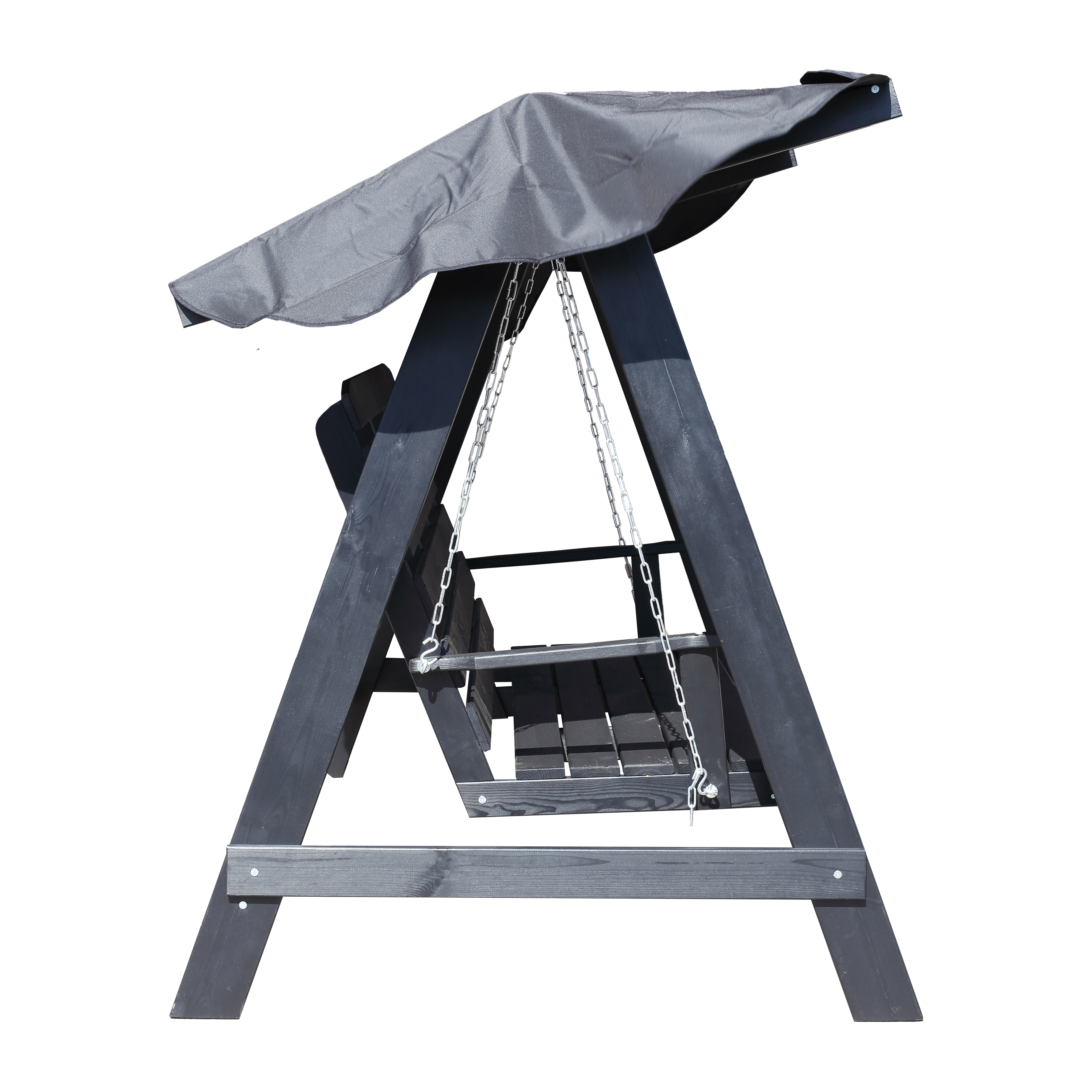 PELLE garden swing without roof, Svarte frame Grå