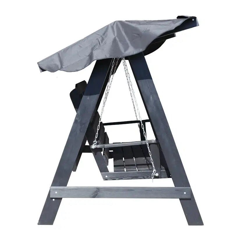 PELLE garden swing without roof, Svarte frame Grå