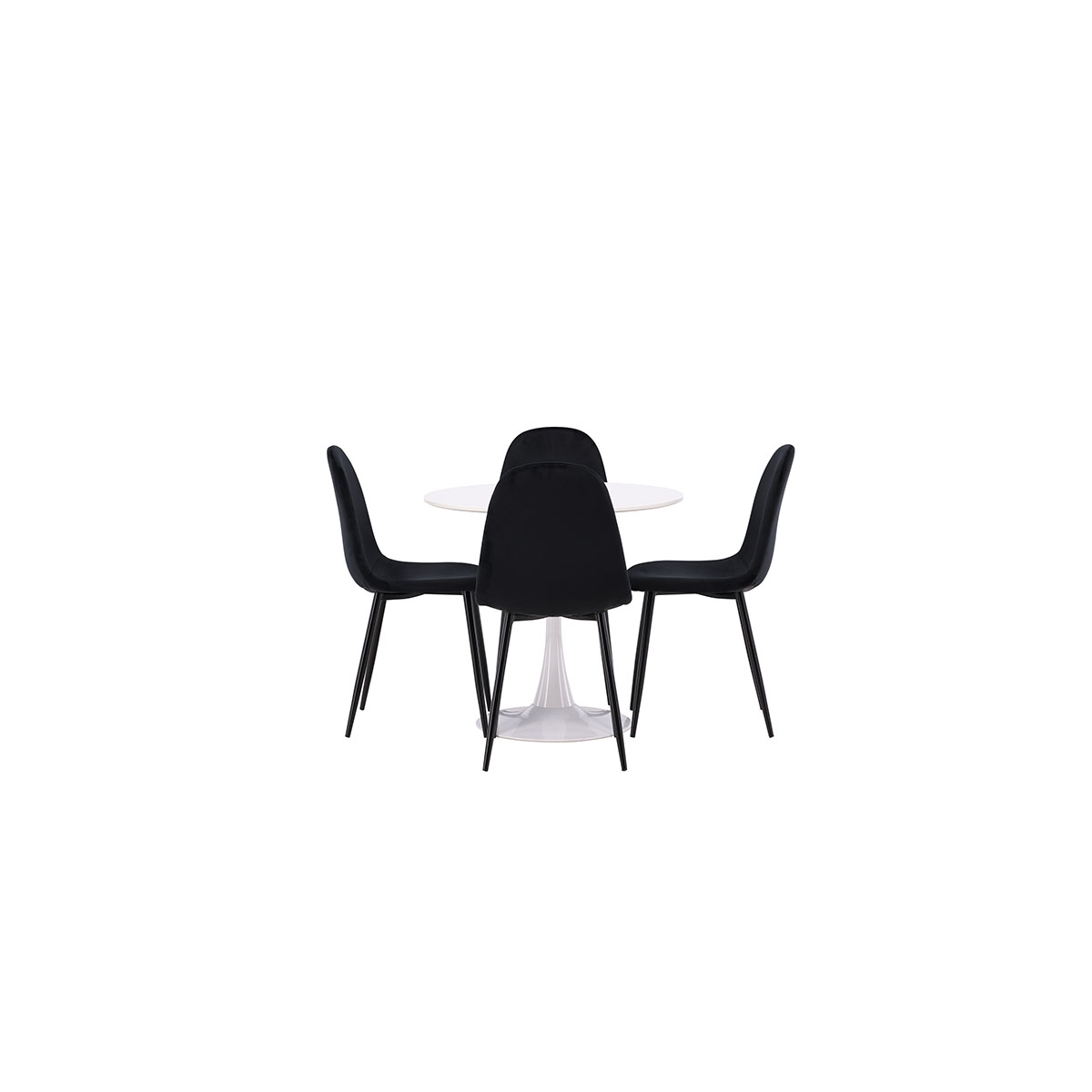 Matgrupp Venture Home Hamden Ø80 cm med 4 Polar Sammet stolar