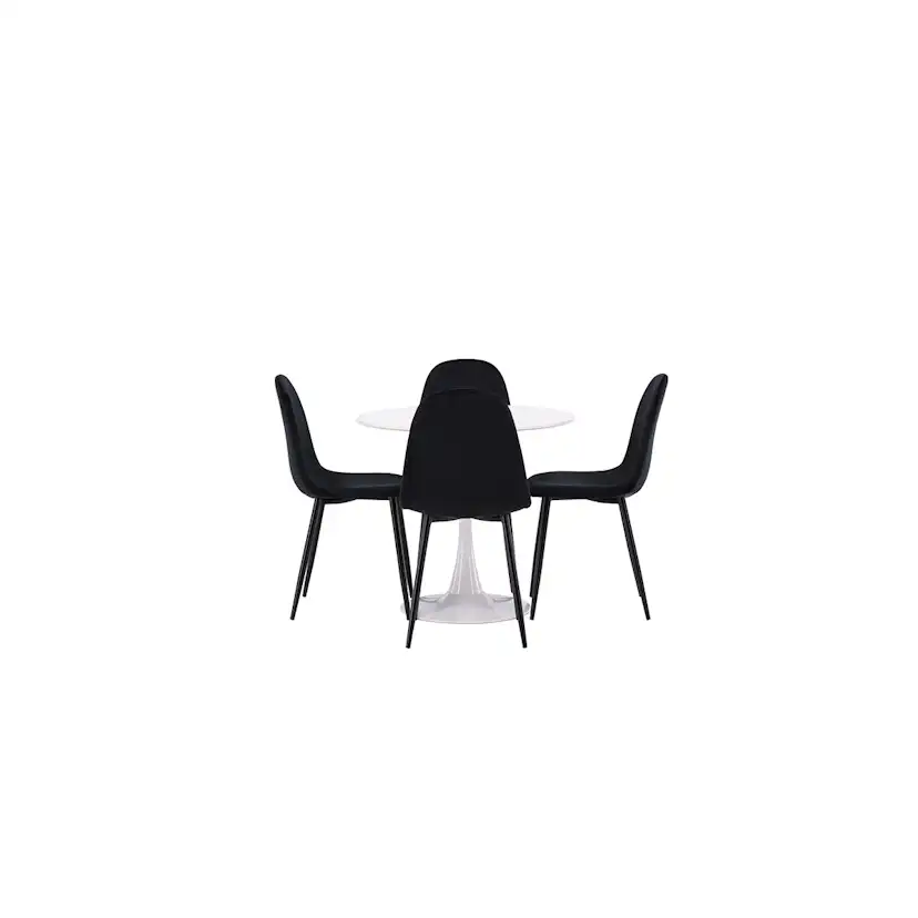 Matgrupp Venture Home Hamden Ø80 cm med 4 Polar Sammet stolar