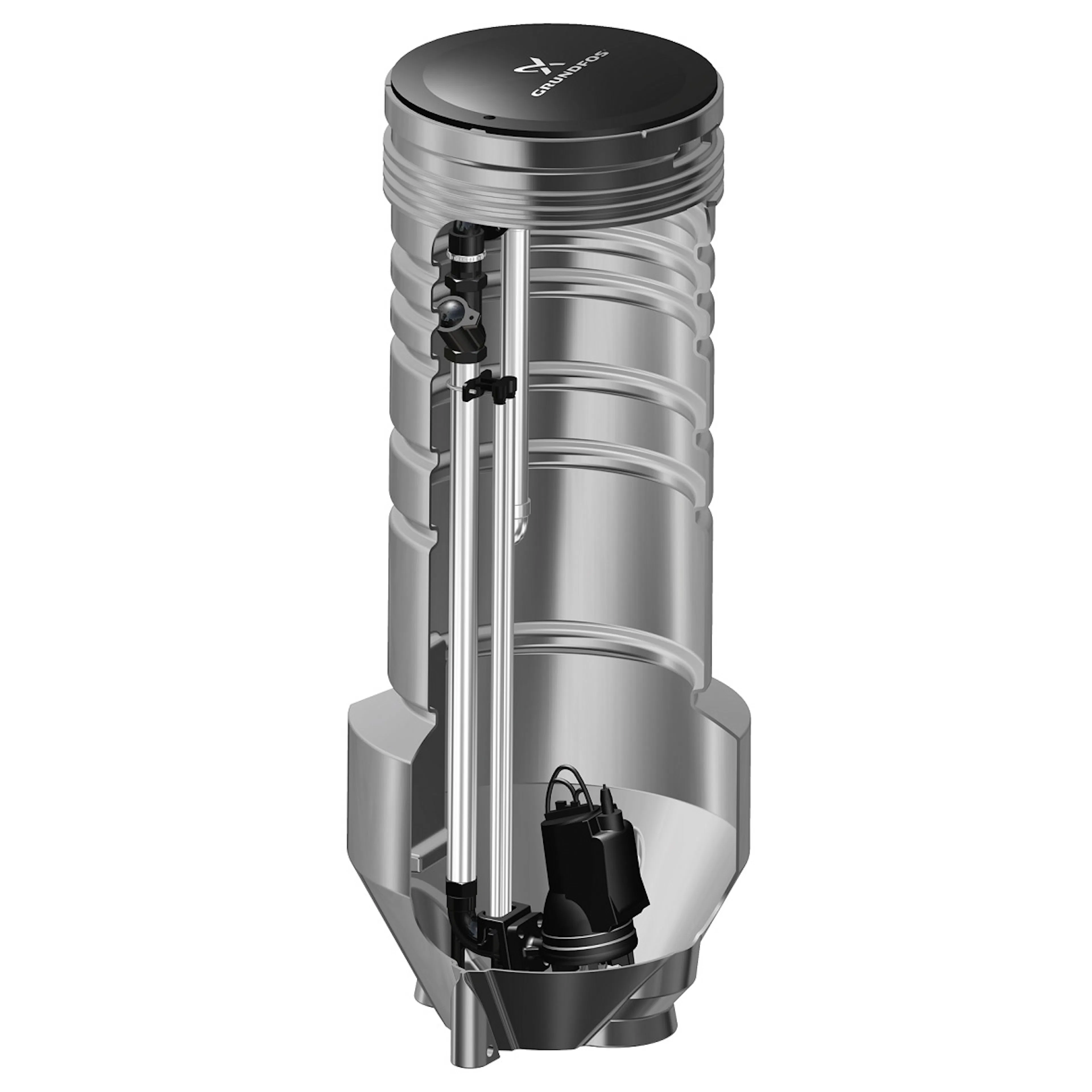 GRUNDFOS PS.R.08.20.S.GC.SS50.A50.SEG PUMPSTATION Djup: 2000 mm