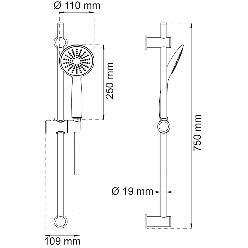 Duschset Habo Dahlia 1-strålval Krom