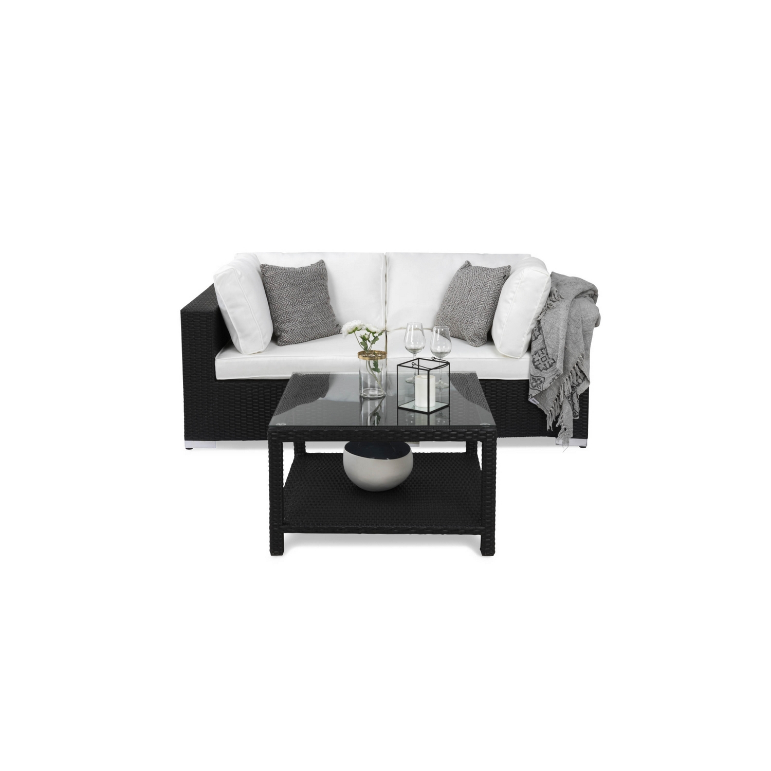 Loungegrupp Comfort Garden Bahamas 2-sits med Bord med Hylla Utomhus