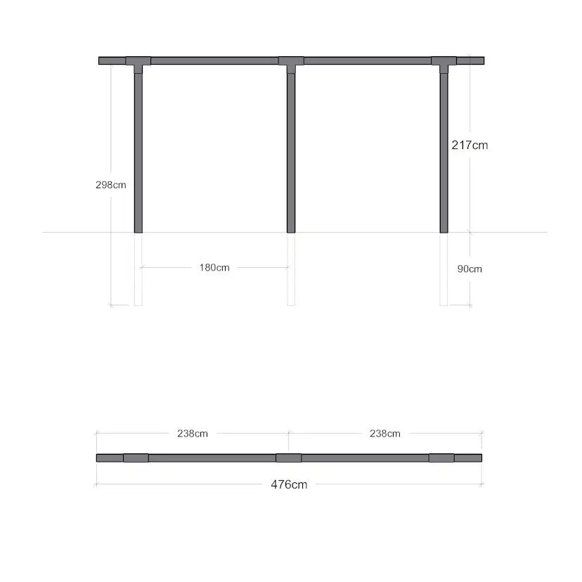 Pergola PLUS Cubic Enkel 2 Moduler Svart för Altan