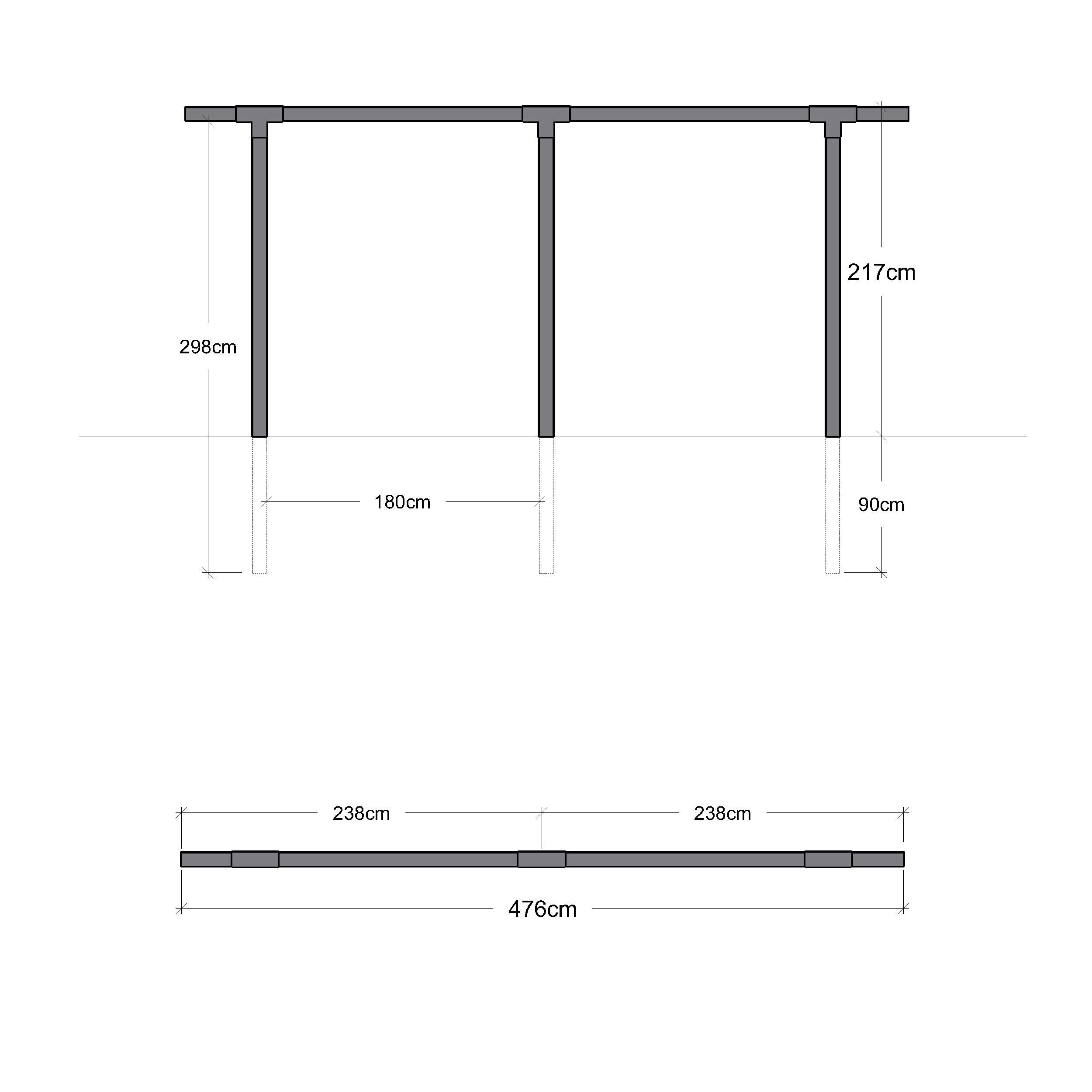 Pergola PLUS Cubic Enkel 2 Moduler Svart för Altan