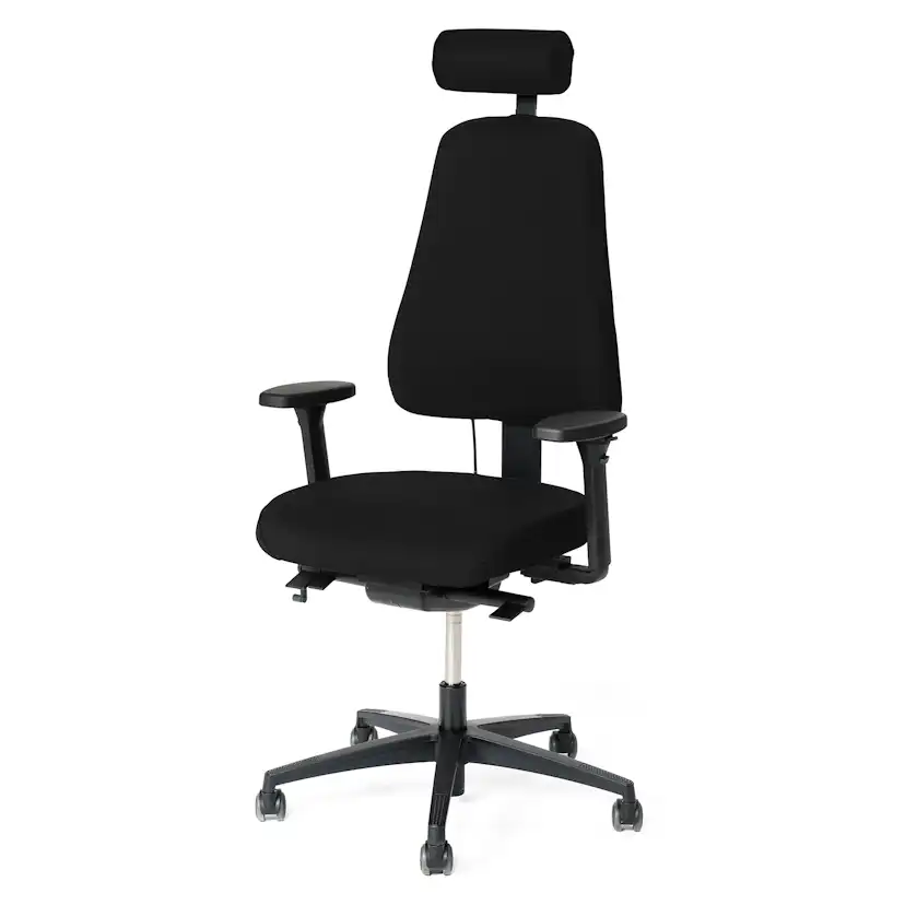 Kontorsstol Lanab Group LD 6340 Svart Stol med Justerbar Sits & Ryggstöd