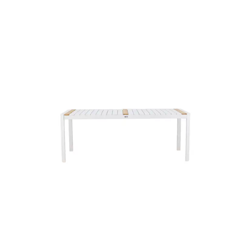 Togo Dining Table, White, Teak, Aluminum Vit