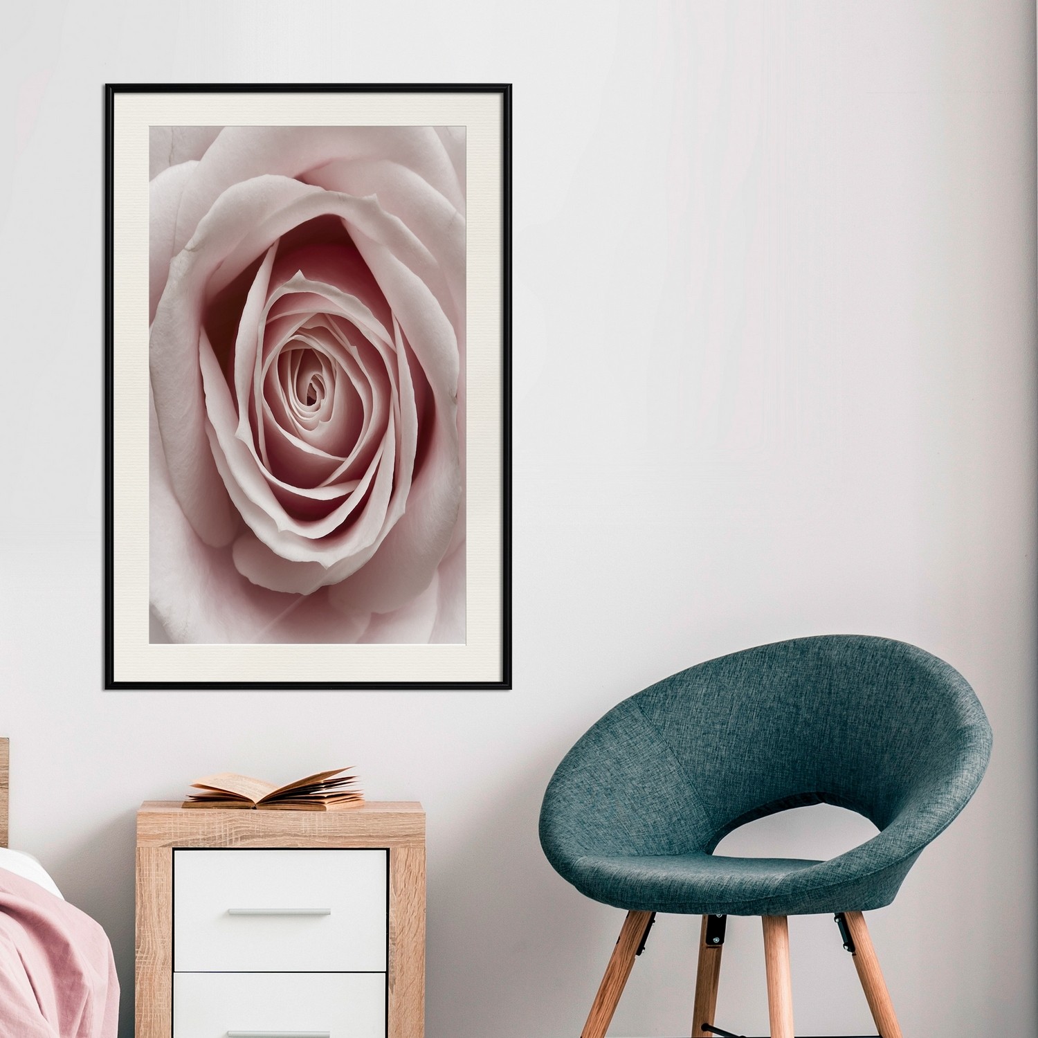 Affisch - Pastel Rose [Poster] 30x45 Svart ram med passepartout, 30x45 cm