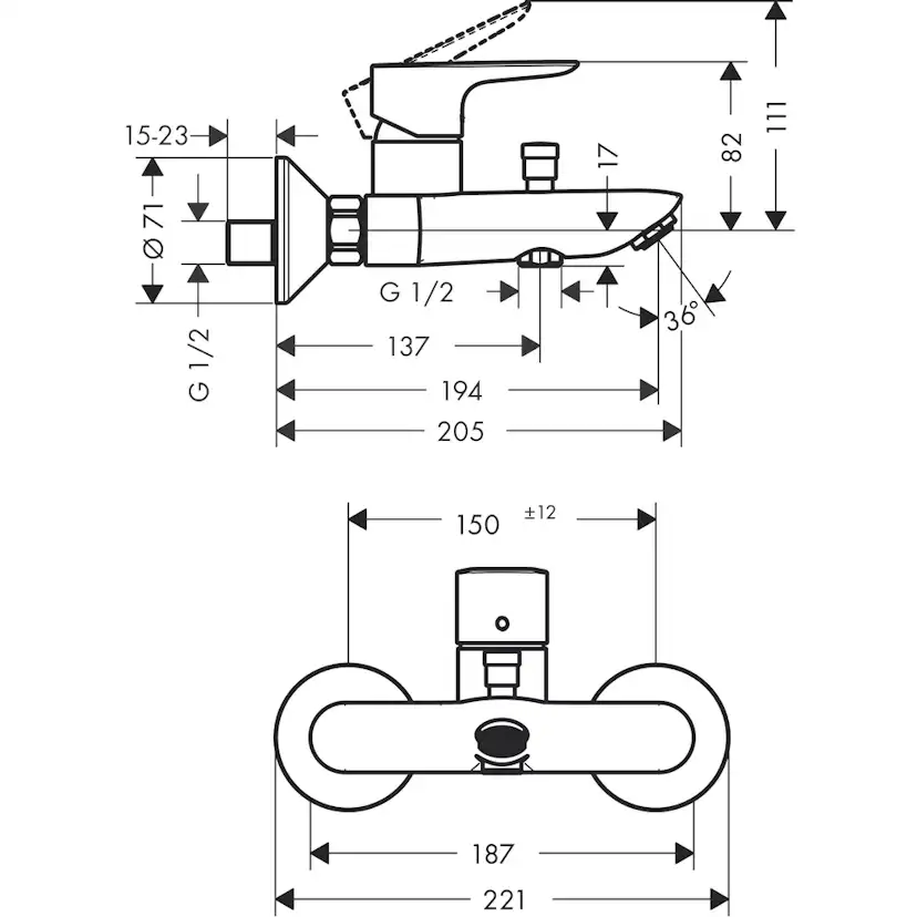 Badkarsblandare Hansgrohe Talis E