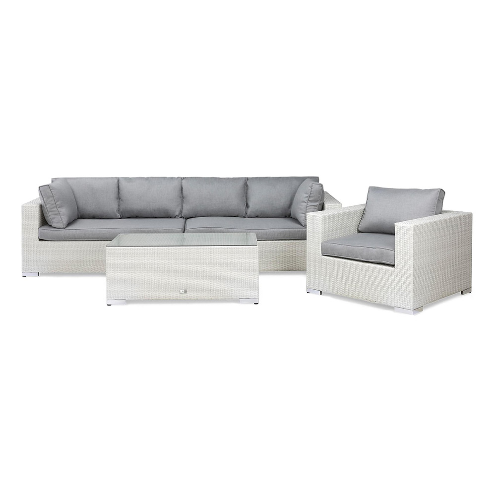 Loungegrupp Comfort Garden Bahamas 5-sits Bord Utefåtölj Vit Utomhus