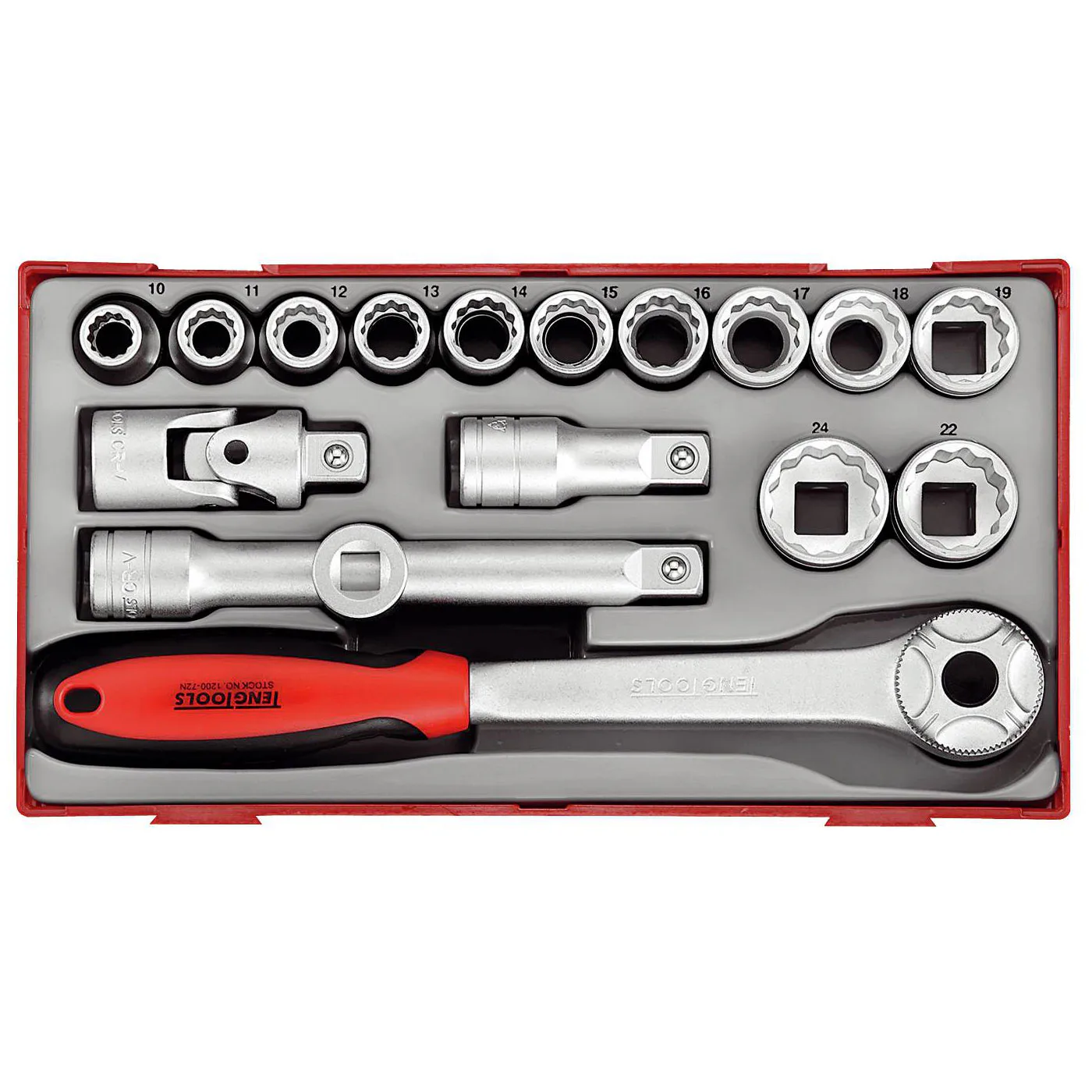 Hylsnyckelsats 18 delar med 12-kanthylsor Teng Tools TT1218 / TT1218-6