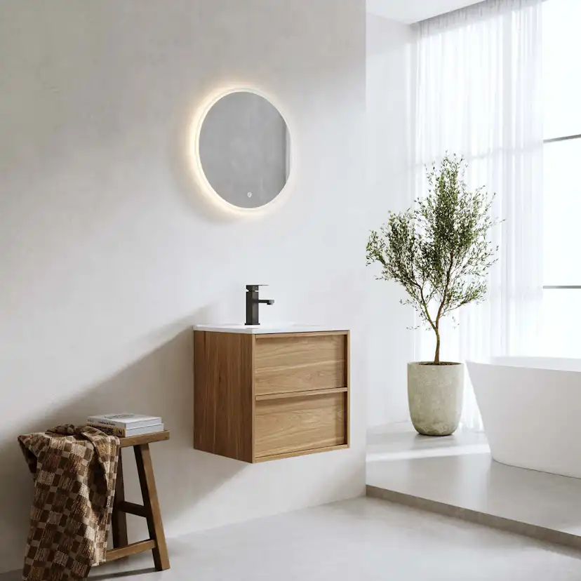 Tvättställsskåp Bathlife Charm med Tvättställ och Spegel Skina