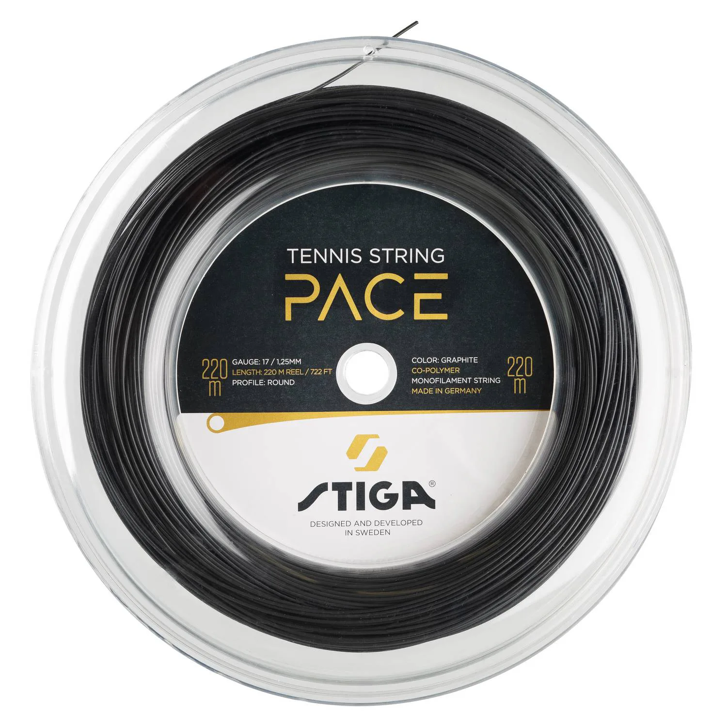 Tennissträng Stiga Sports Pace 220 M Reel Graphite 1,25 mm