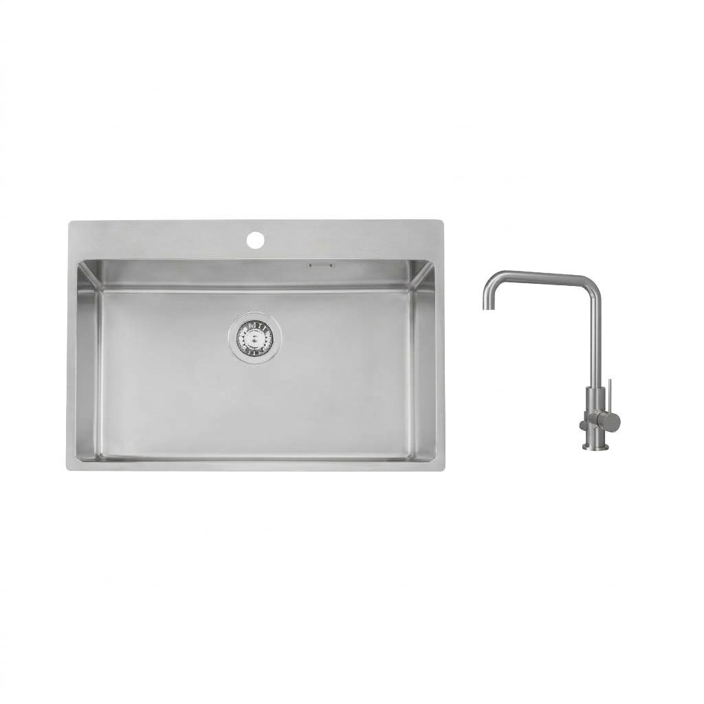 Diskho Stala Lagom-T71 med Köksblandare Scandtap Steel Mood D