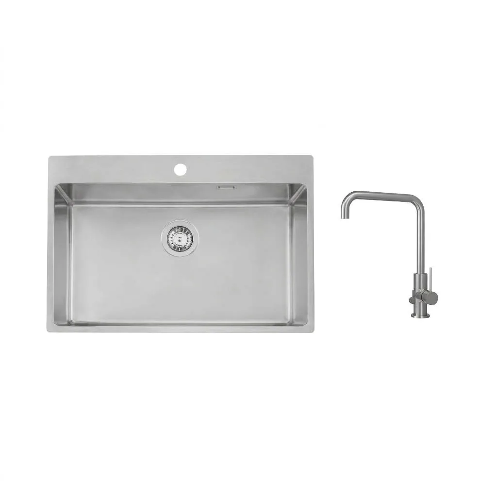 Diskho Stala Lagom-T71 med Köksblandare Scandtap Steel Mood D