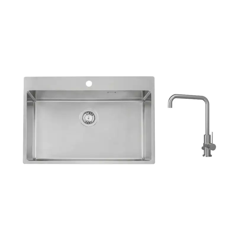 Diskho Stala Lagom-T71 med Köksblandare Scandtap Steel Mood D