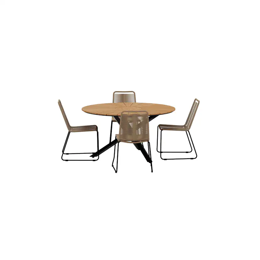 Matgrupp Utomhus Venture Home Mexico Ø140 cm med 4 st Lindos Trädgårdsstolar