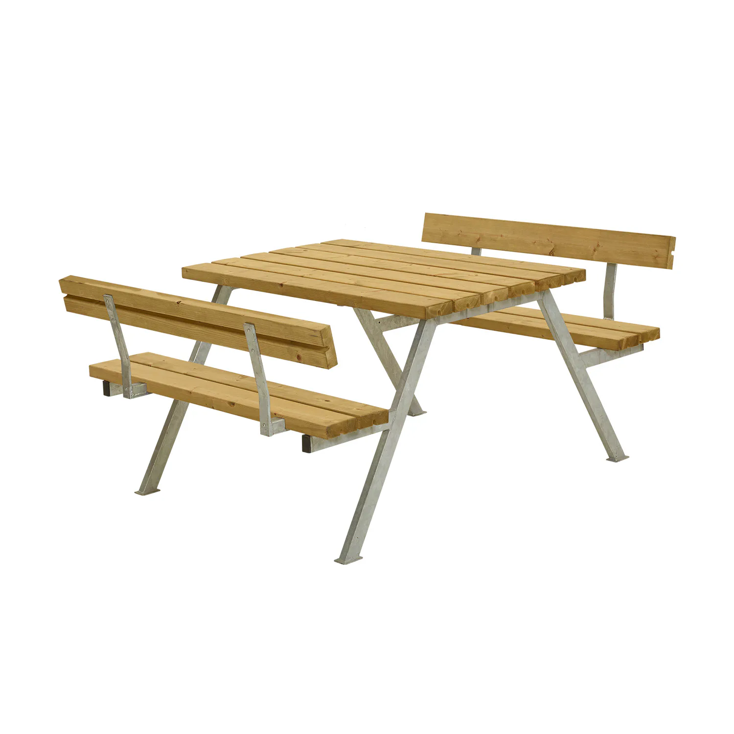 Alpha Bord-/Bänkset m/2 ryggstöd1180x1850x730/450 Lärk Obehandlad Lärk, Med ryggstöd, Trä/Stål, L: 1180 mm