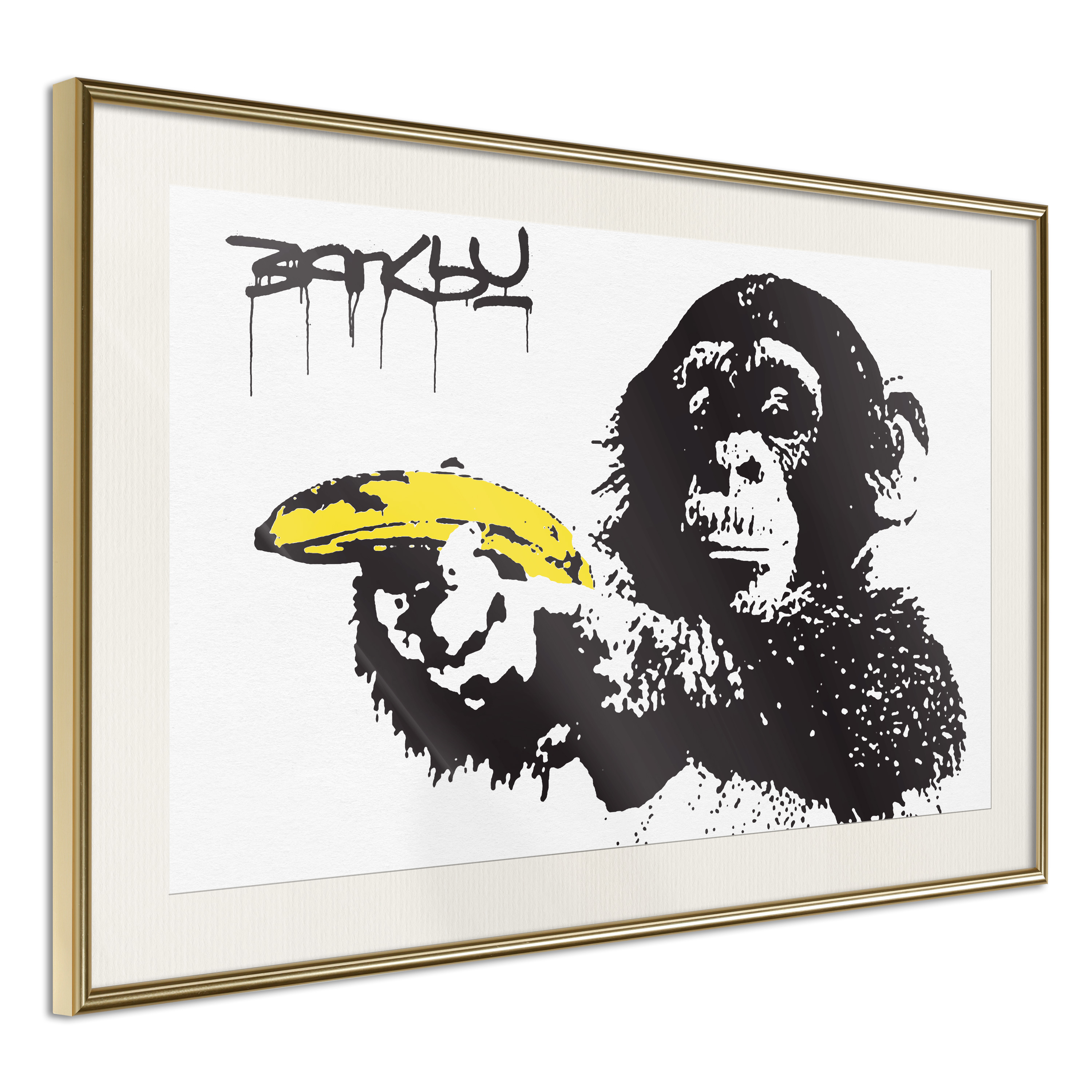 Affisch - Banana Gun [Poster] 45x30 Guld ram med passepartout, 45x30 cm