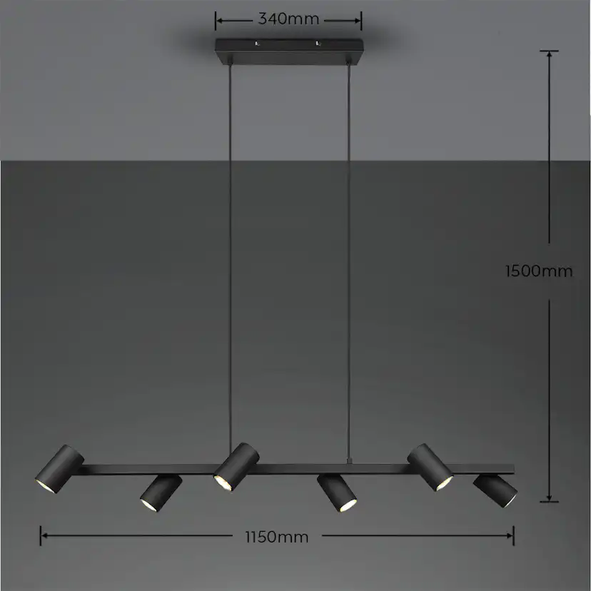Taklampa Trio Marley 6L 115 cm GU10