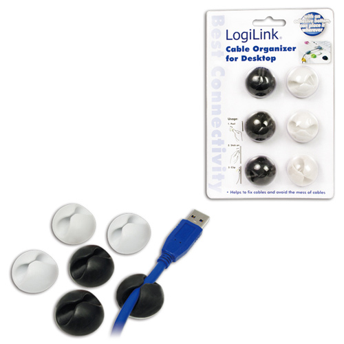 Kabelhållare LogiLink Själhäftande 6-pack