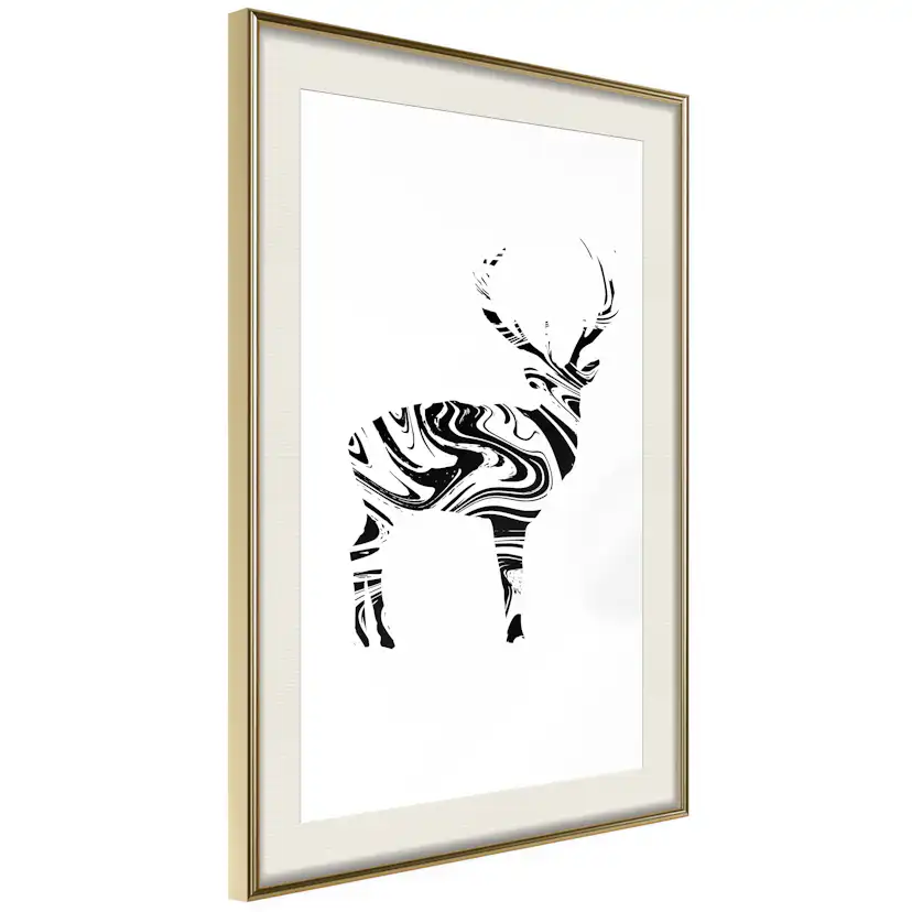 Poster Artgeist Affisch Black and White Deer