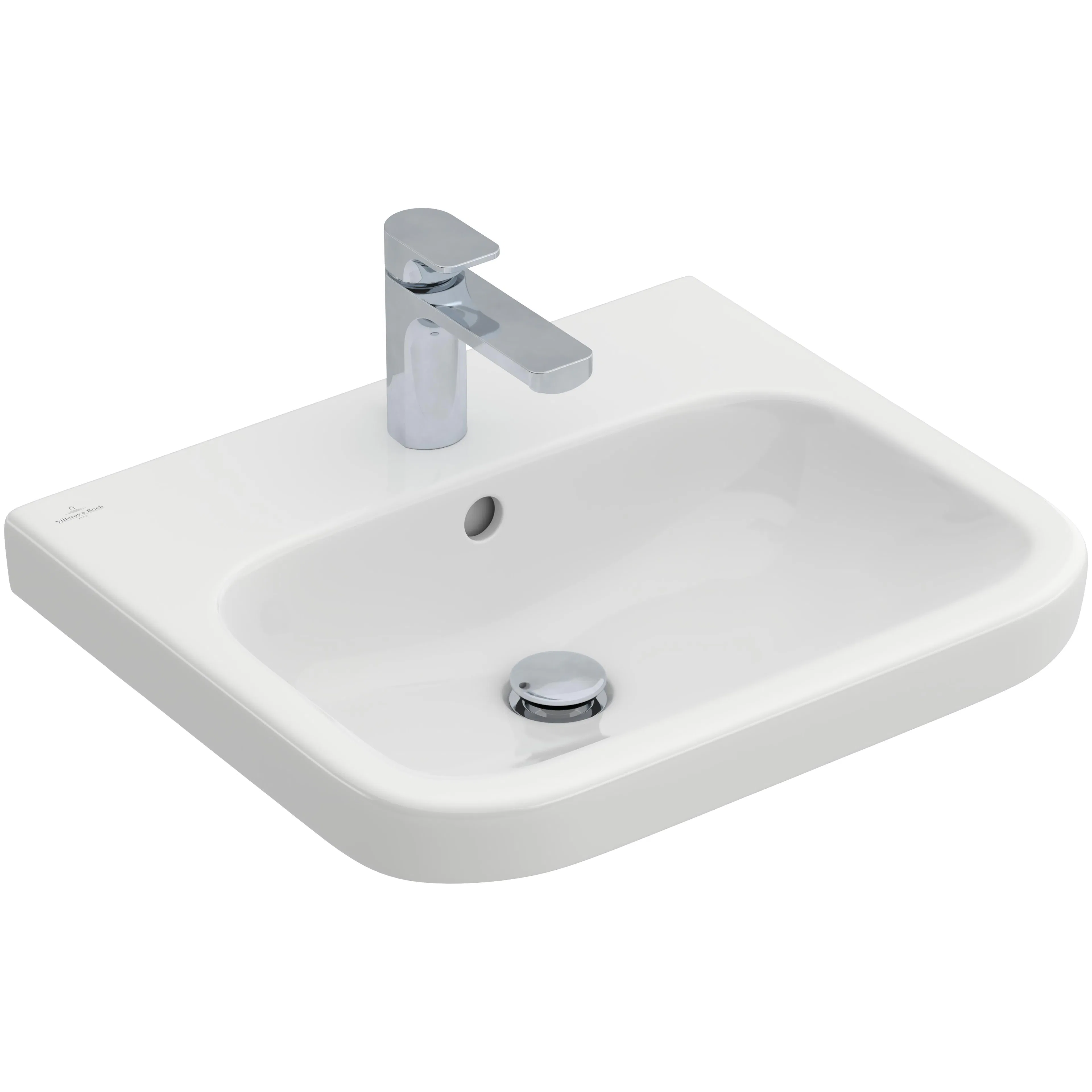 Tvättställ villeroy & Boch Architectura 41885G01 Vit Alpin, Med Bräddavlopp, 550 mm, för Trehålsblandare, Undersida: Polerad